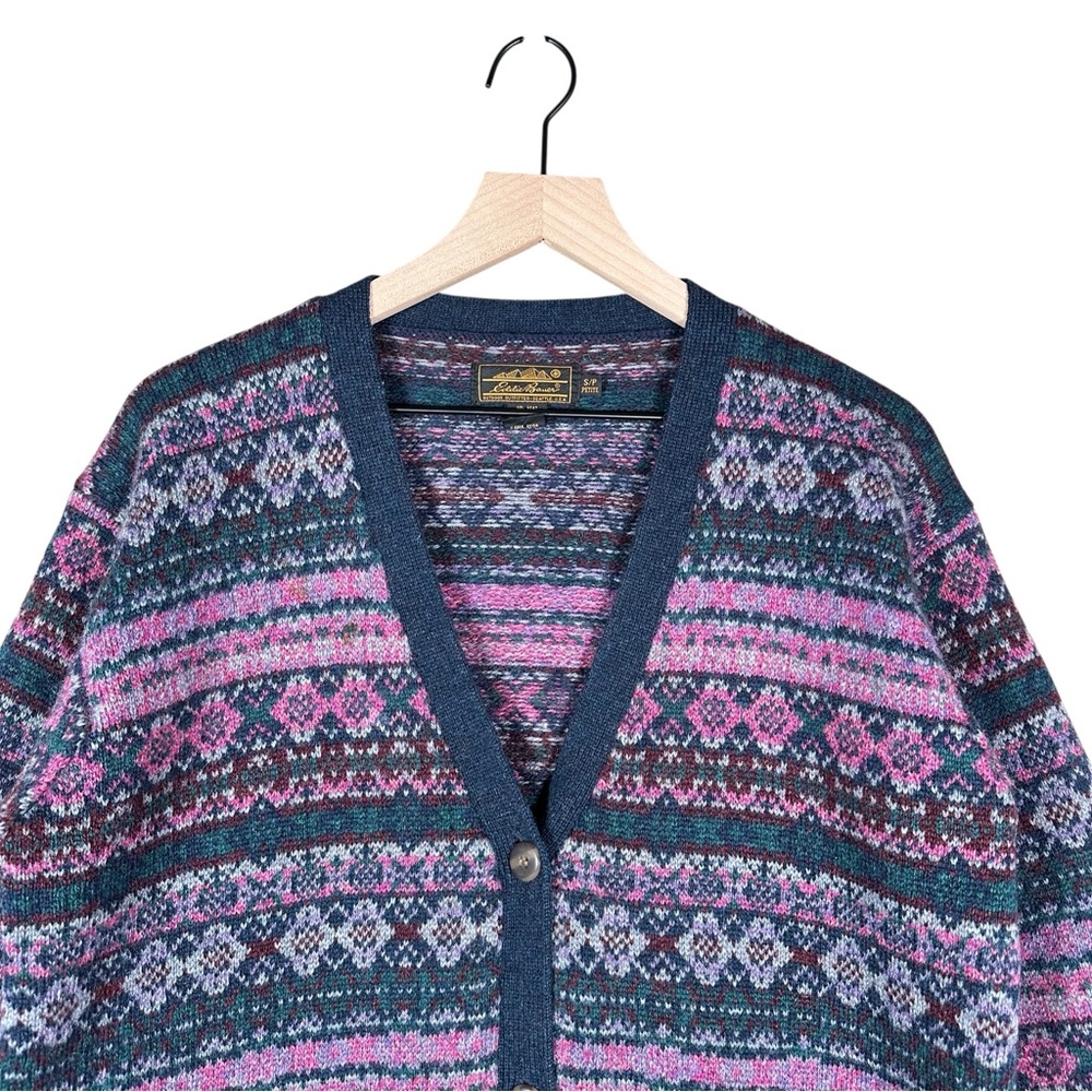 EDDIE BAUER Vintage Wool Fair Isle Knit Cardigan Sweater - Picture 4 of 7
